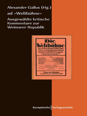 cover image of ad "Weltbühne"